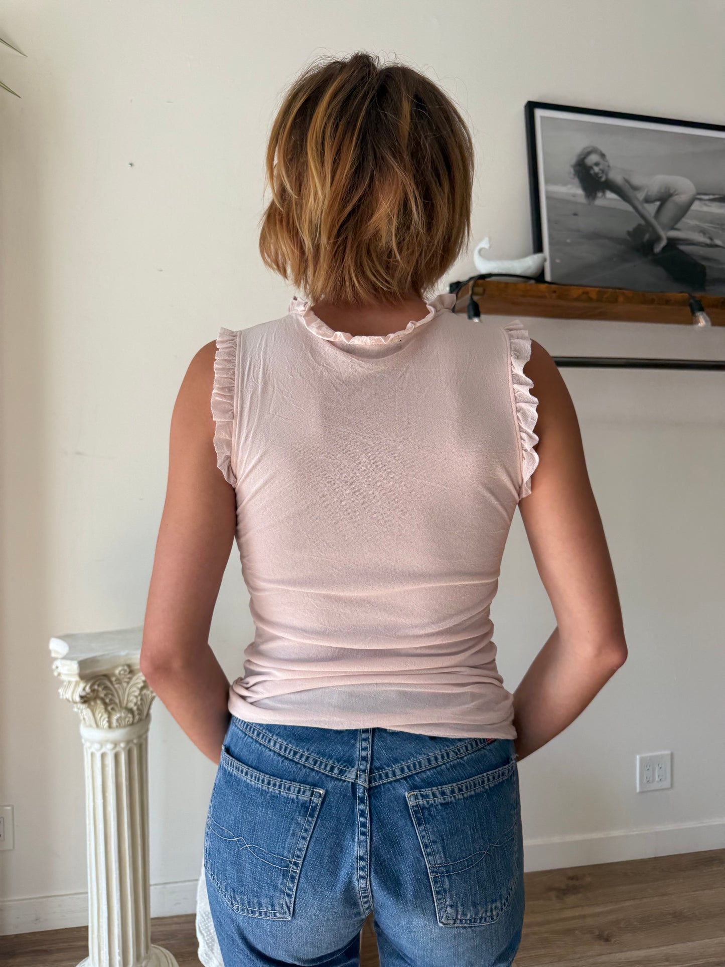 Arden B blush pink nylon top