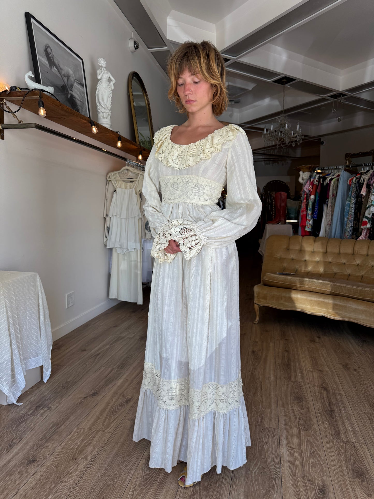 Joy Stevens 1970s Edwardian Style Dress