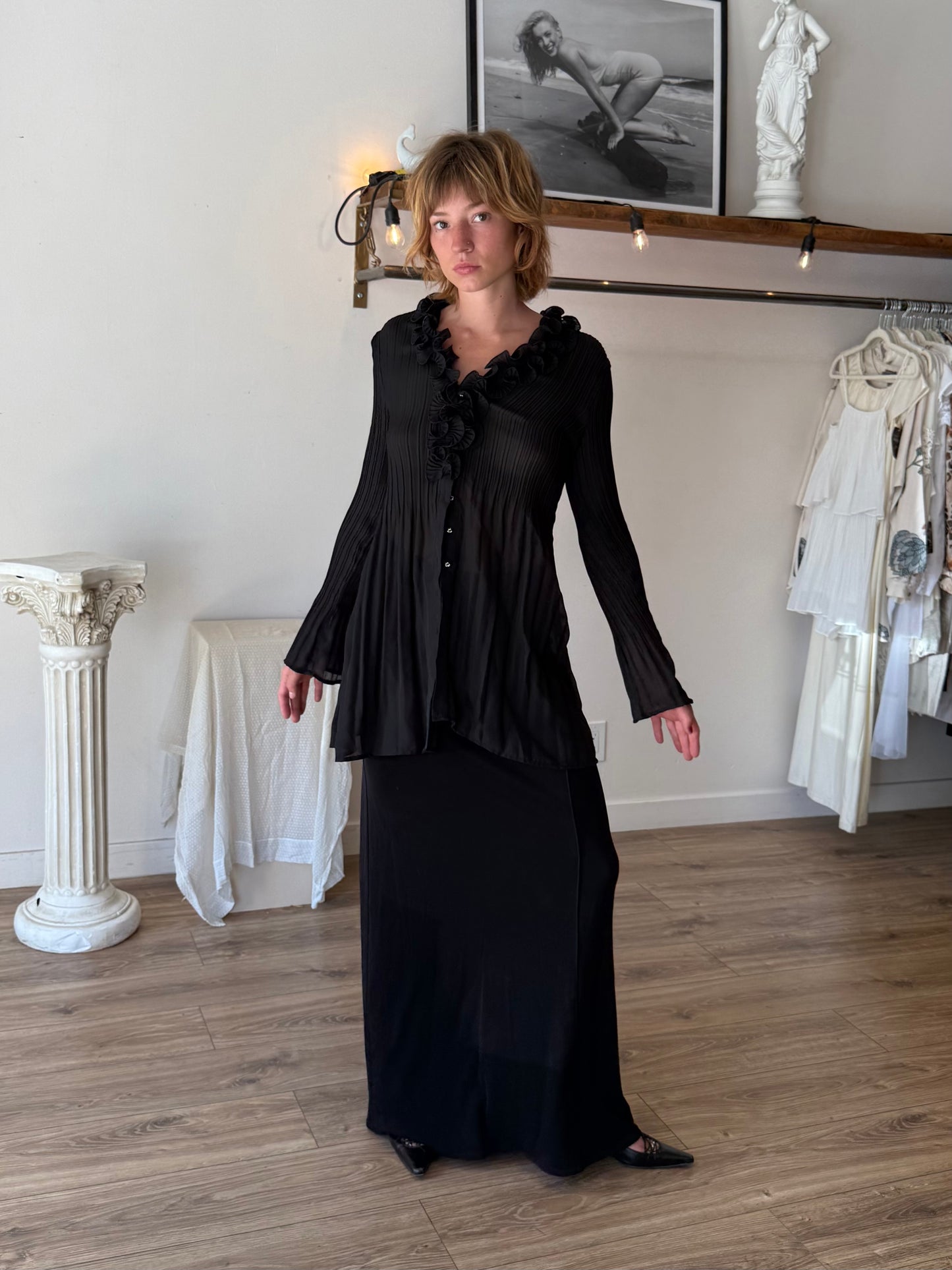 Sunny Leigh Pleated ruffle blouse