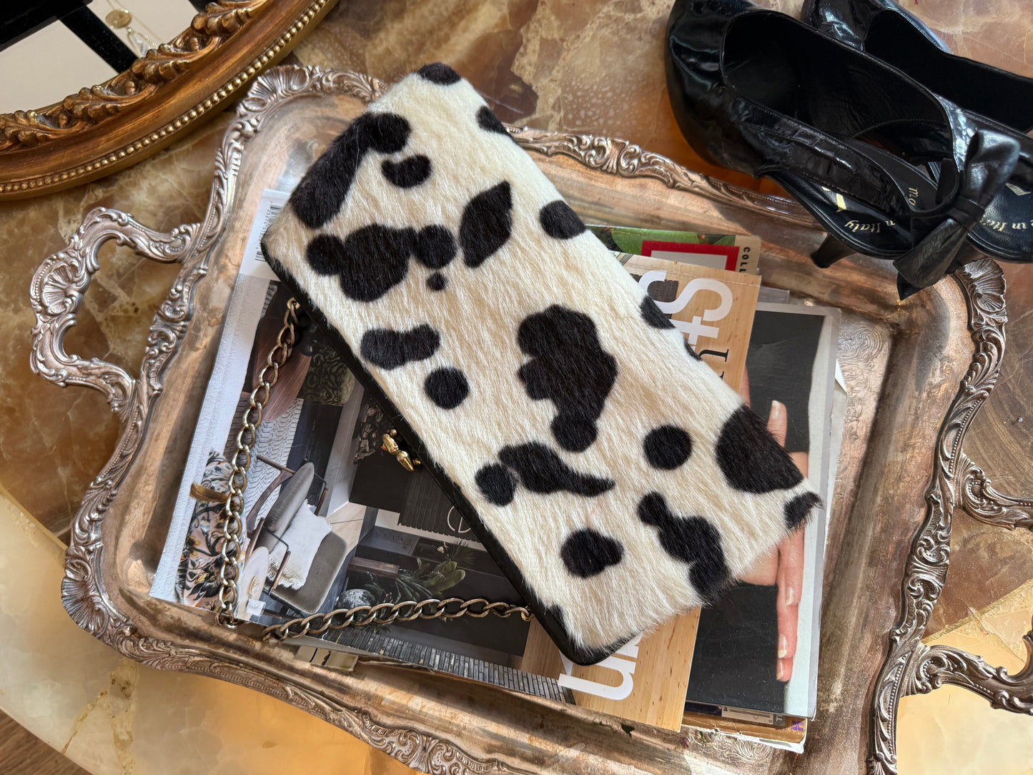 Ingber vintage faux fur clutch