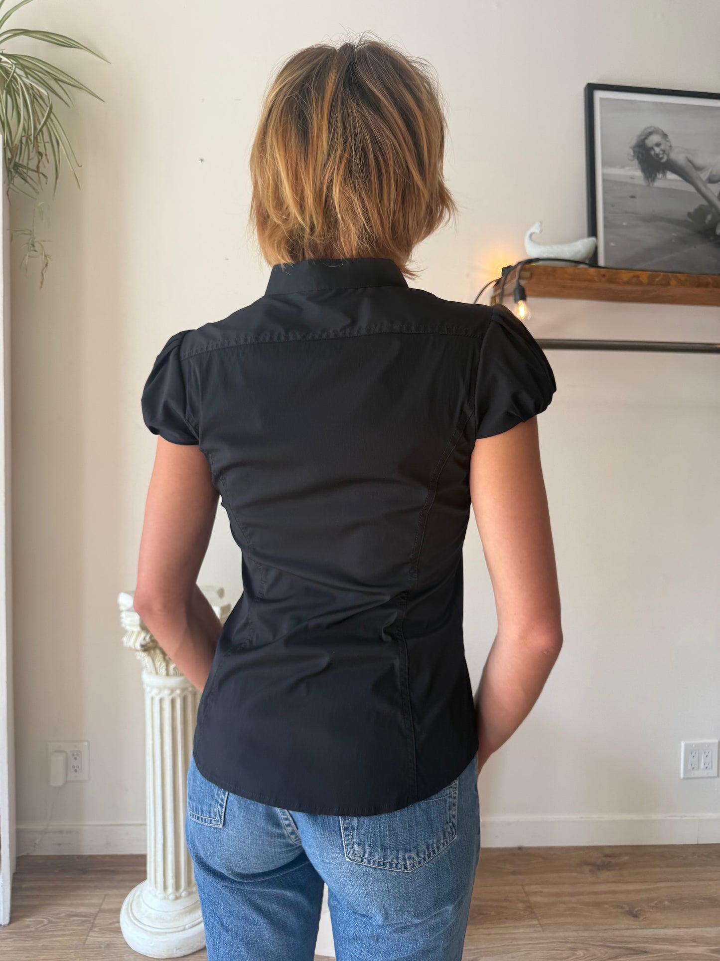 Pleated Puff Sleeve Blouse
