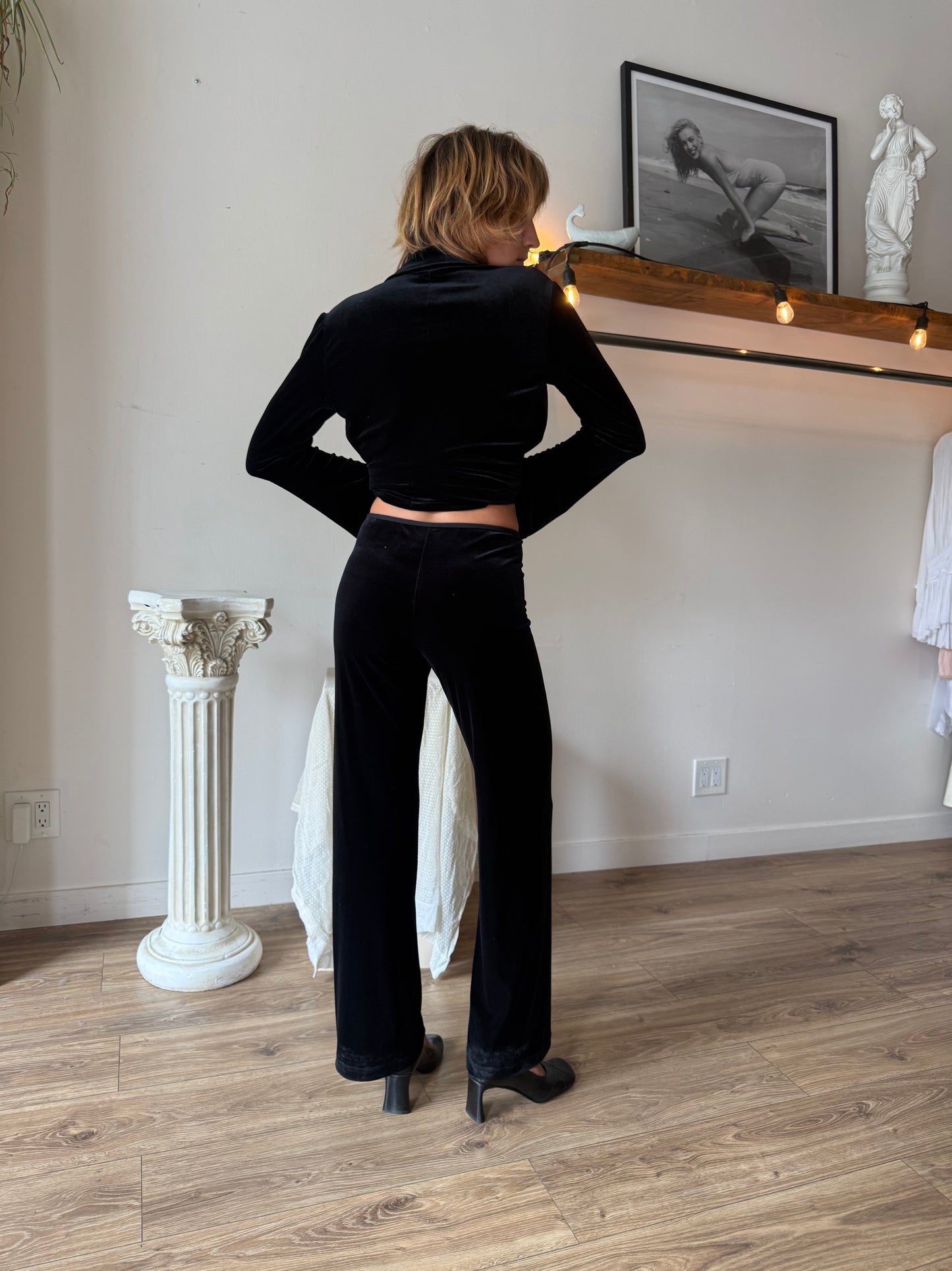 90s velvet bell sleeve and bottom set