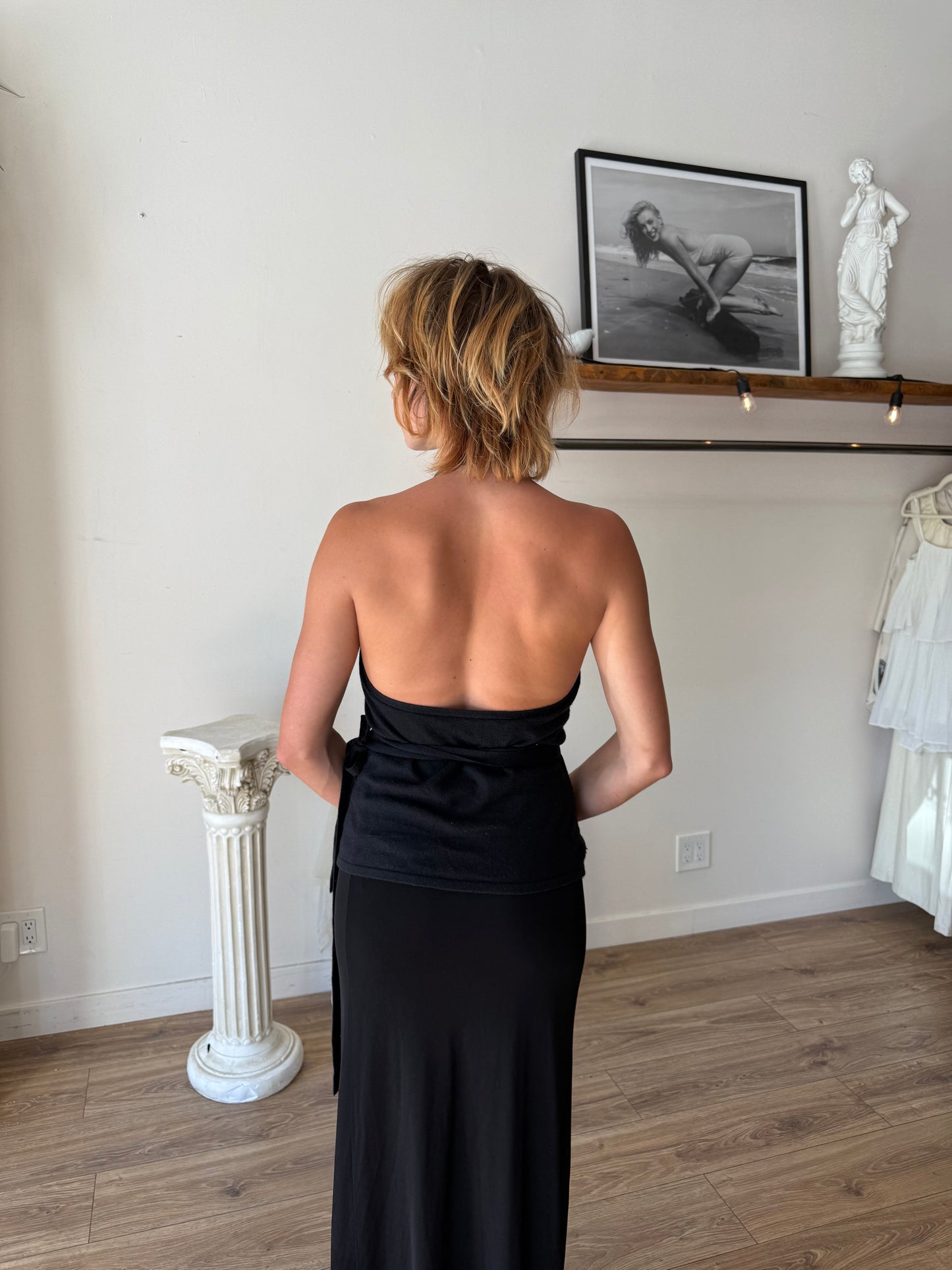 BCBG cashmere silk wrap halter top
