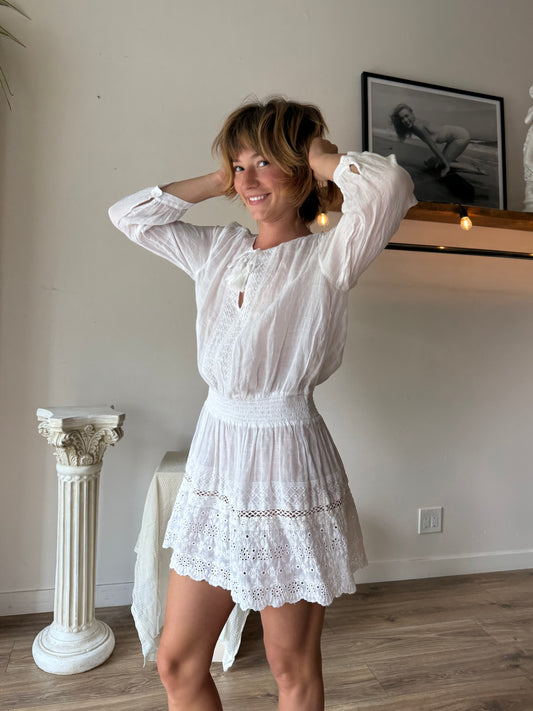 White Cotton Mini Dress