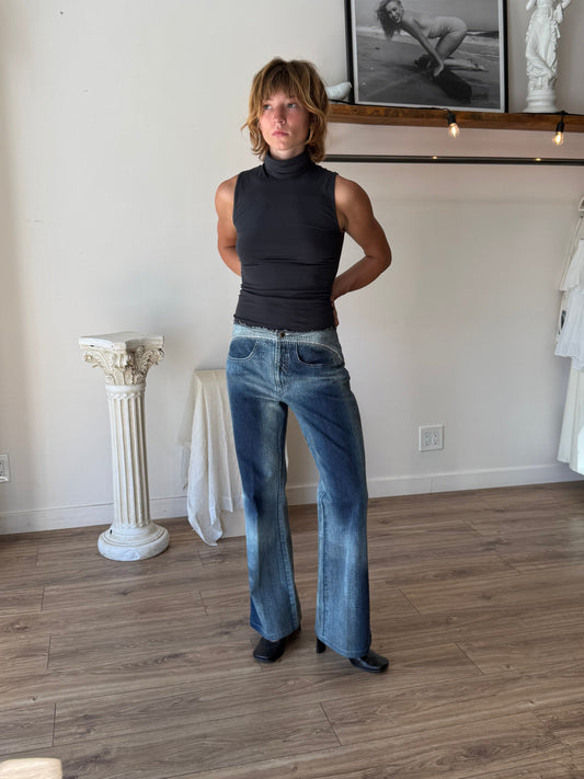 Roccobarocco 2000s flare denim pants