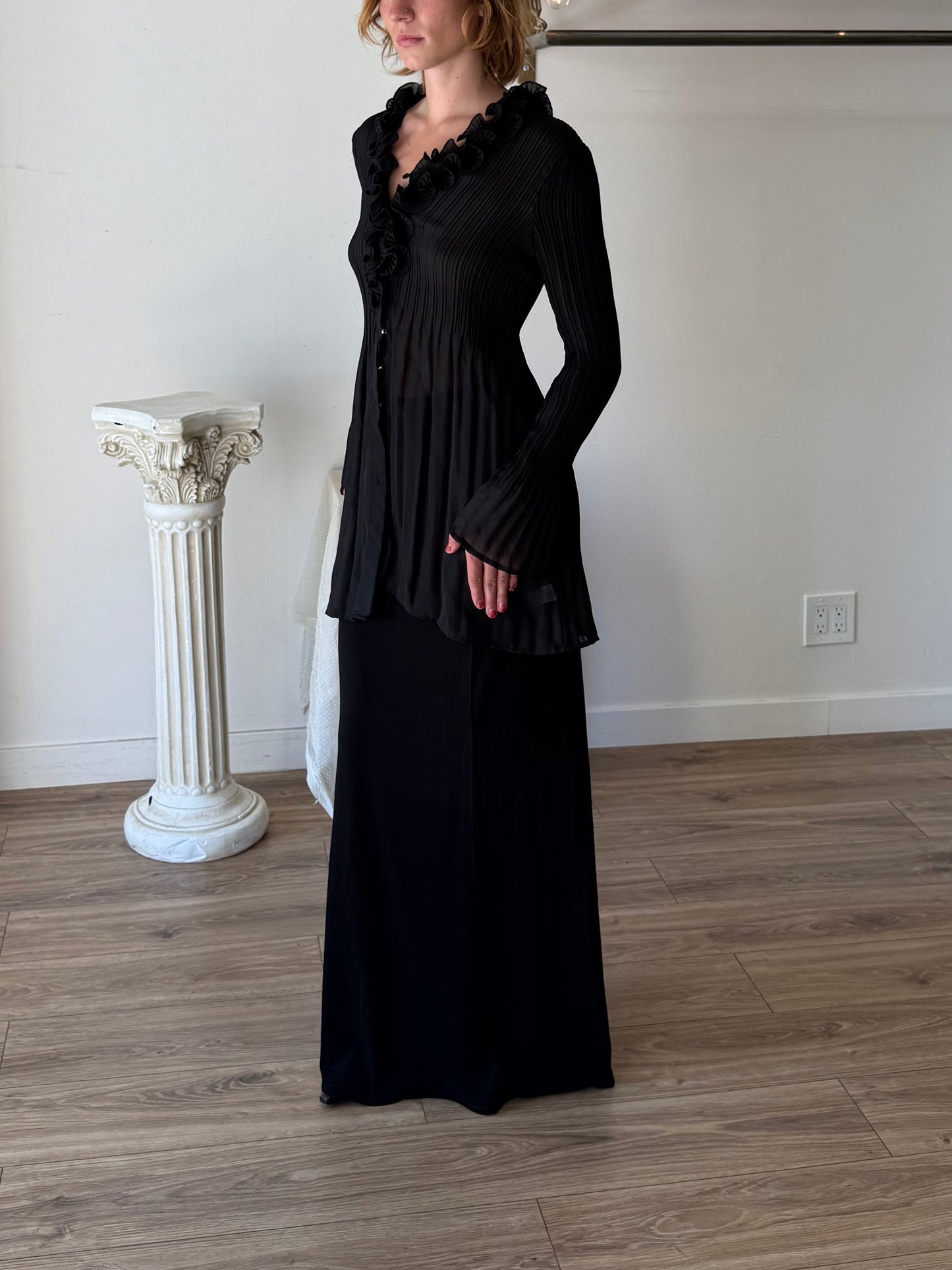 Sunny Leigh Pleated ruffle blouse