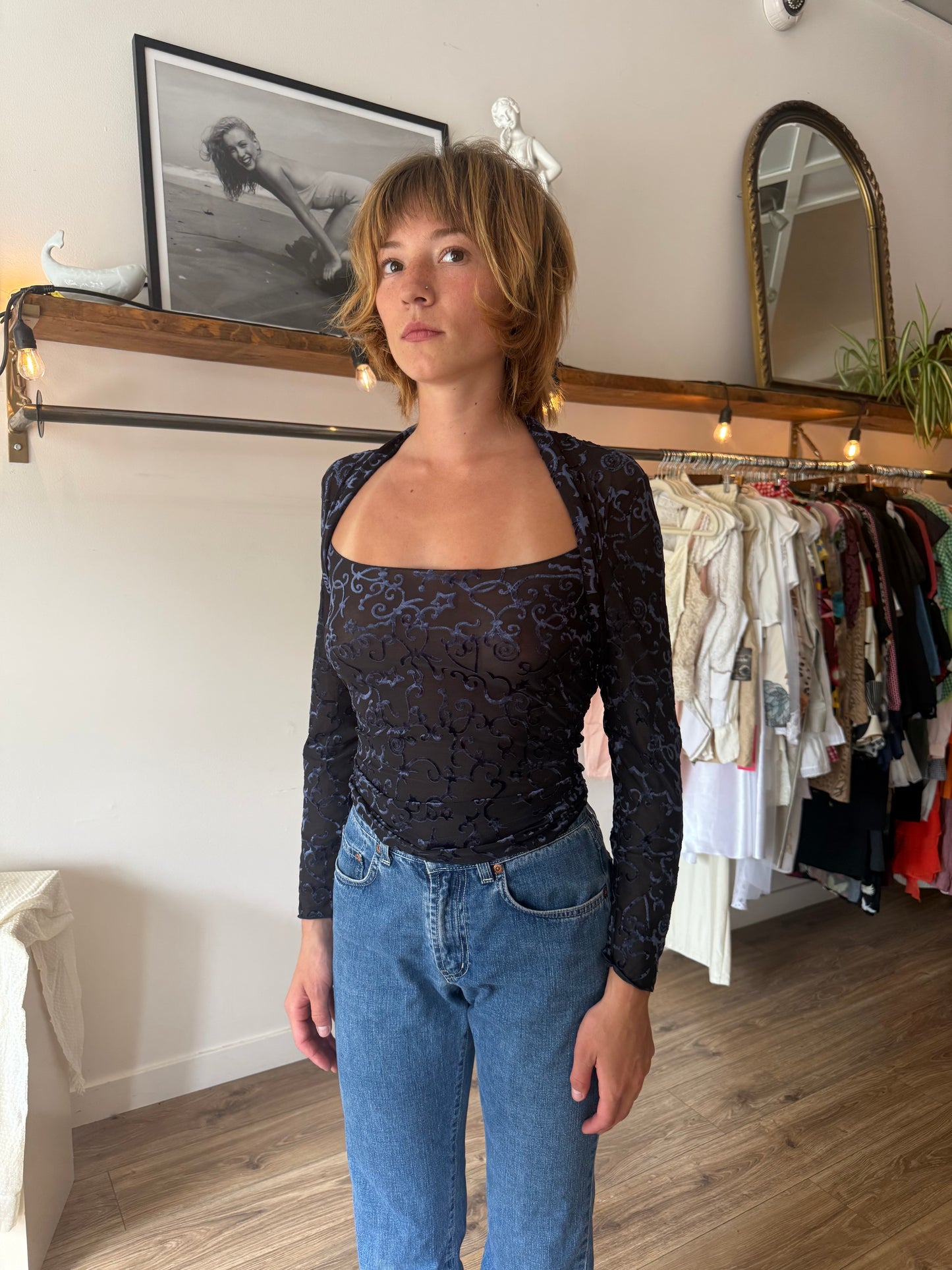 Armani Burnout Velvet top s/m