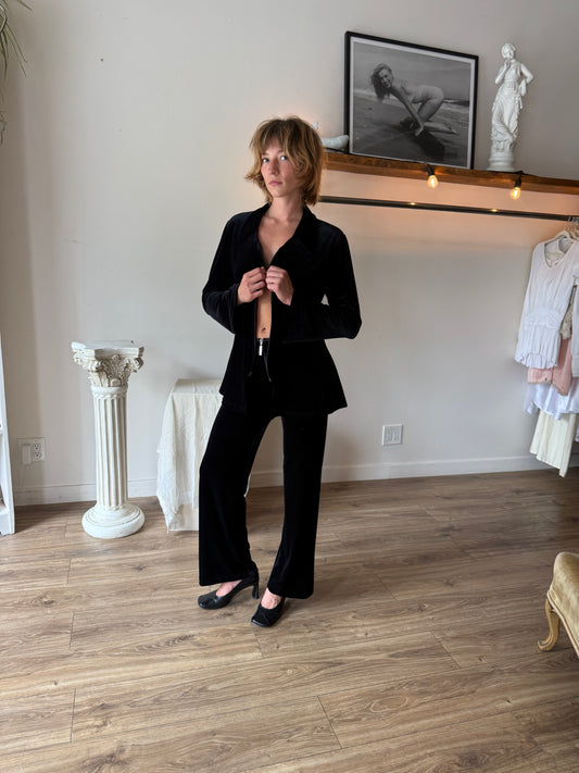90s velvet bell sleeve and bottom set
